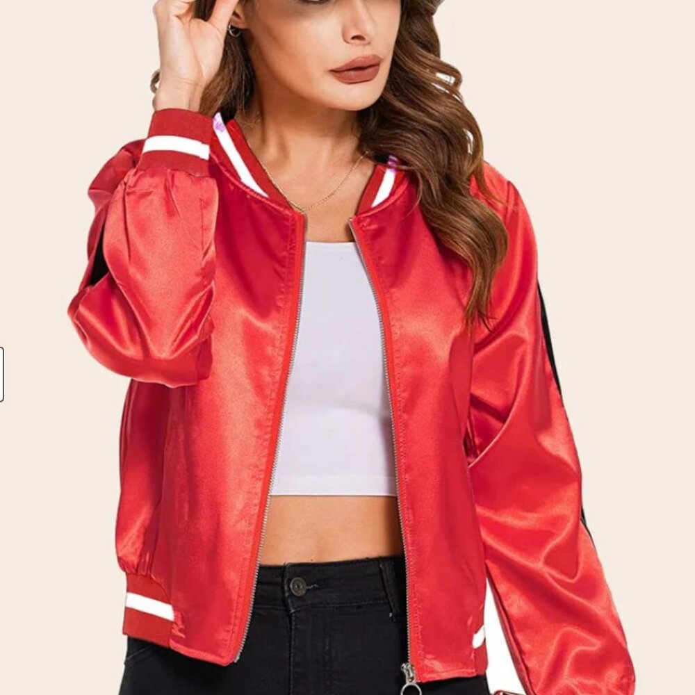 NWT Striped Biker Jacket Zip Up Bomber Jacket - Zeagoo  XXL